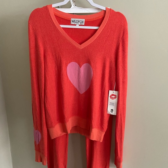 Wildfox Sweaters - NWT Wildfox Happy Heart BBJ & Pant Lounge SET S
